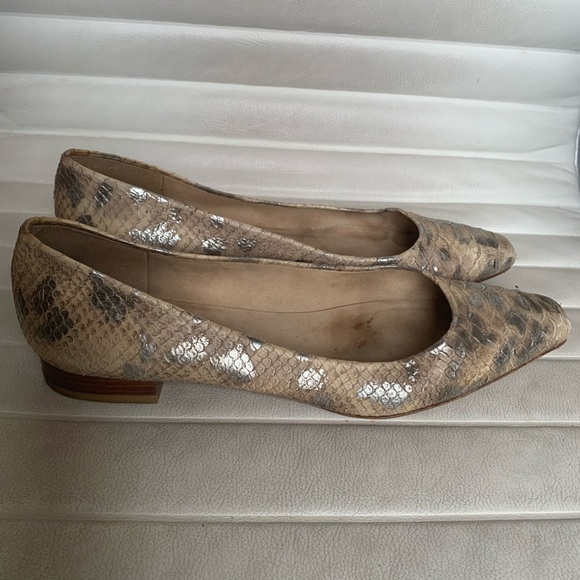Stuart weitzman metallic snake textured flats - Picture 1 of 4